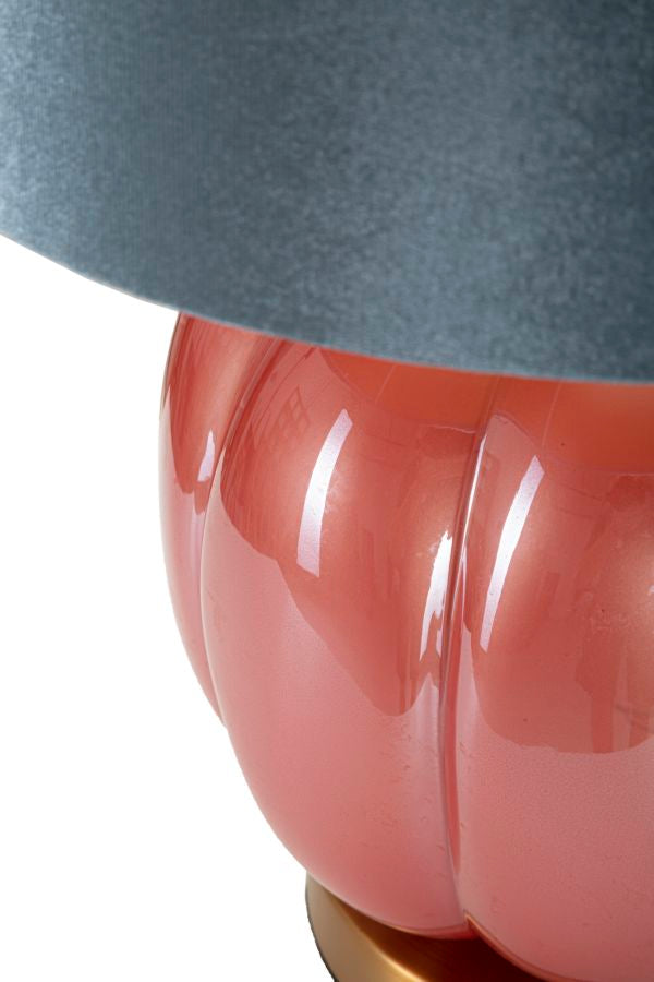 Lámpara de mesa azul y roja con pantalla de tela – Helene Ball diseño