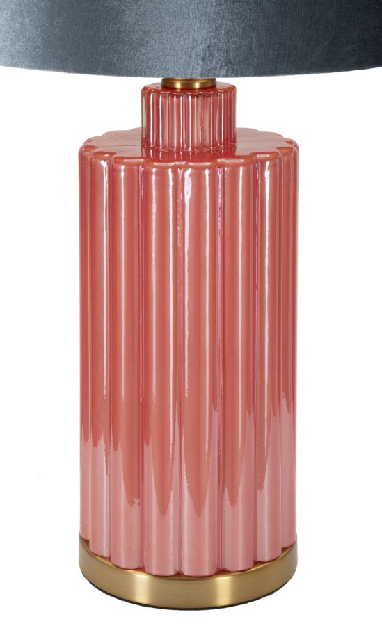 Lámpara de mesa gris y rosa con pantalla de tela – Helene Tower Collection