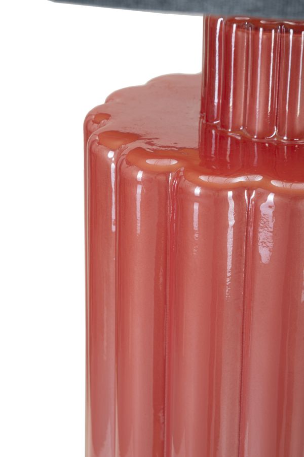 Lámpara de mesa gris y rosa con pantalla de tela – Helene Tower Collection