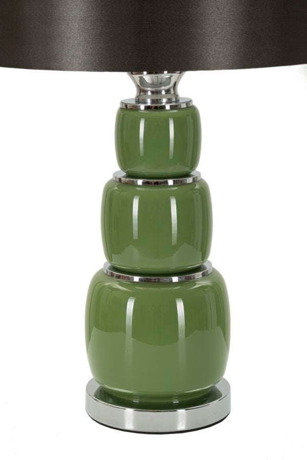 Lámpara de mesa negra y verde con pantalla de tela – Eva Three contemporánea