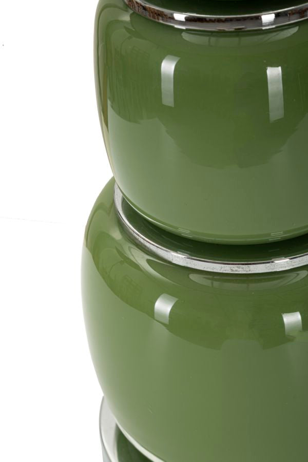 Lámpara de mesa negra y verde con pantalla de tela – Eva Three contemporánea