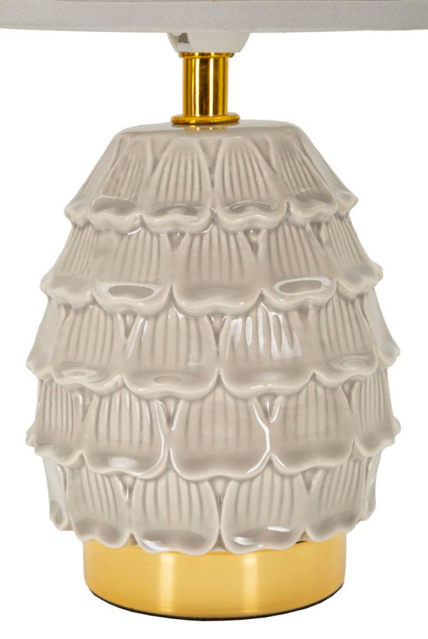 Lámpara de noche de cerámica gris con pantalla de tela – Pigmy Collection