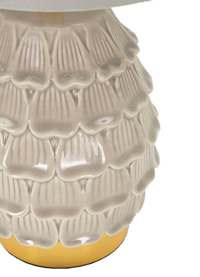 Lámpara de noche de cerámica gris con pantalla de tela – Pigmy Collection