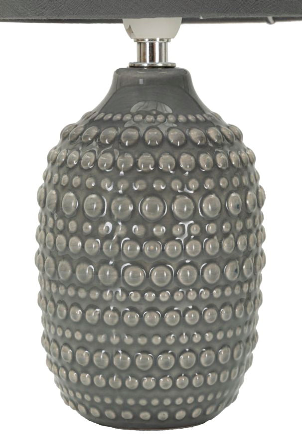 Lámpara de noche de cerámica gris con pantalla de tela – Points diseño moderno