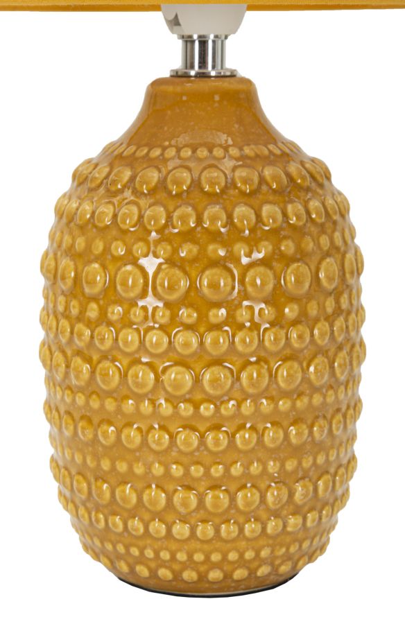 Lámpara de noche de cerámica mostaza con pantalla de tela – Points Collection