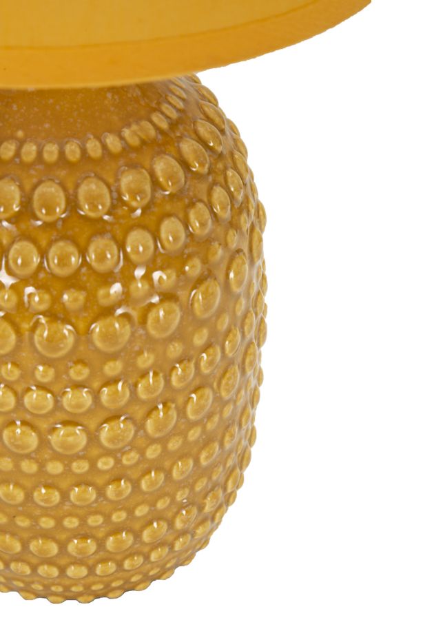 Lámpara de noche de cerámica mostaza con pantalla de tela – Points Collection