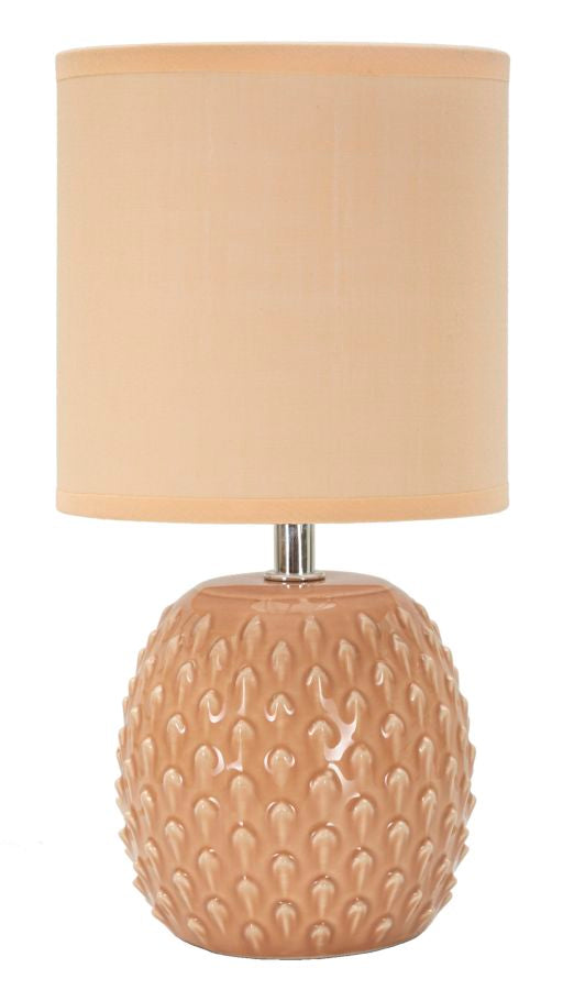 Lámpara de noche de cerámica melocotón con pantalla de tela – Pontus contemporánea