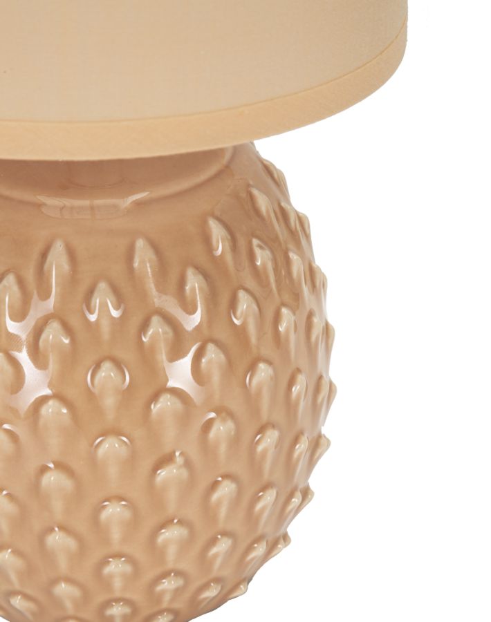 Lámpara de noche de cerámica melocotón con pantalla de tela – Pontus contemporánea