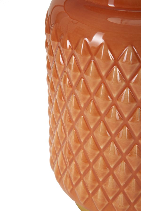 Lámpara de mesa de cerámica naranja con pantalla de tela – Square diseño moderno