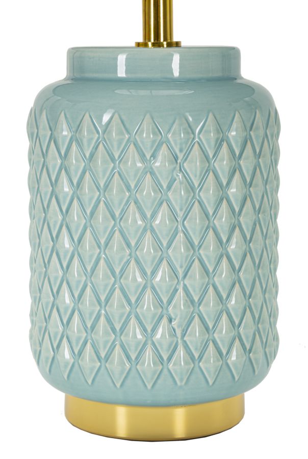 Lámpara de mesa de cerámica turquesa con pantalla de tela – Square Collection