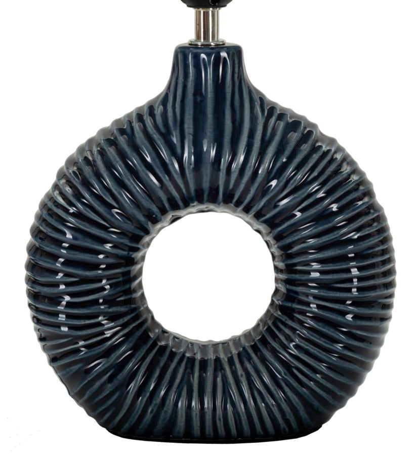 Lámpara de mesa de cerámica azul con pantalla de tela – Seta estilo moderno