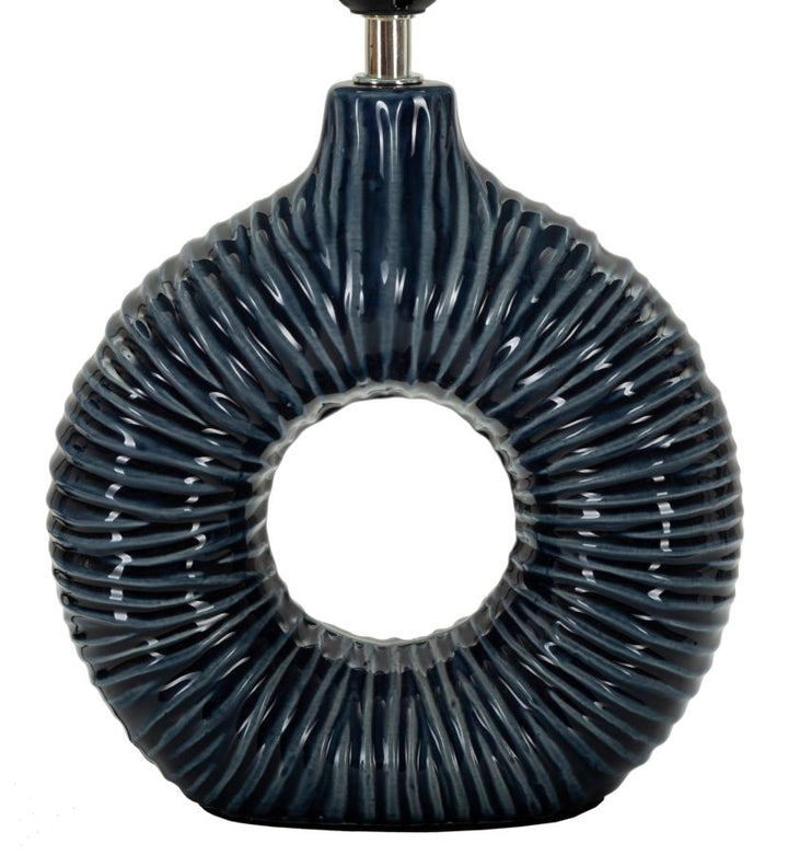 Lámpara de mesa de cerámica azul con pantalla de tela – Seta estilo moderno