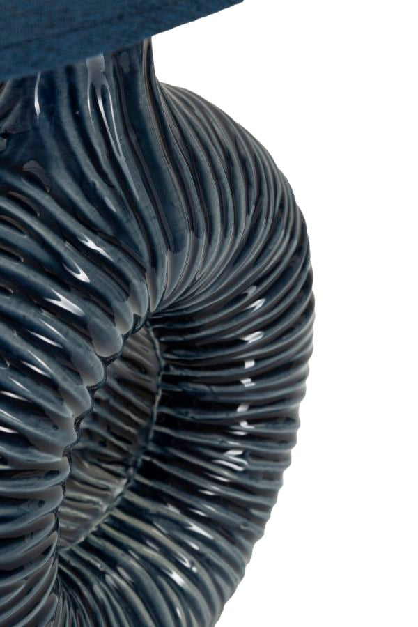 Lámpara de mesa de cerámica azul con pantalla de tela – Seta estilo moderno