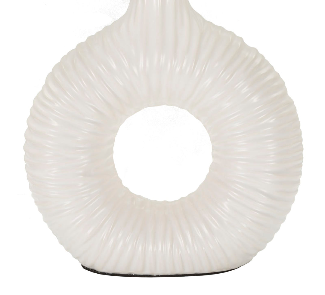 Lámpara de mesa de cerámica blanca con pantalla de tela – Seta acento moderno