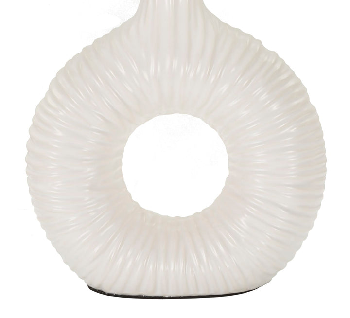 Lámpara de mesa de cerámica blanca con pantalla de tela – Seta acento moderno