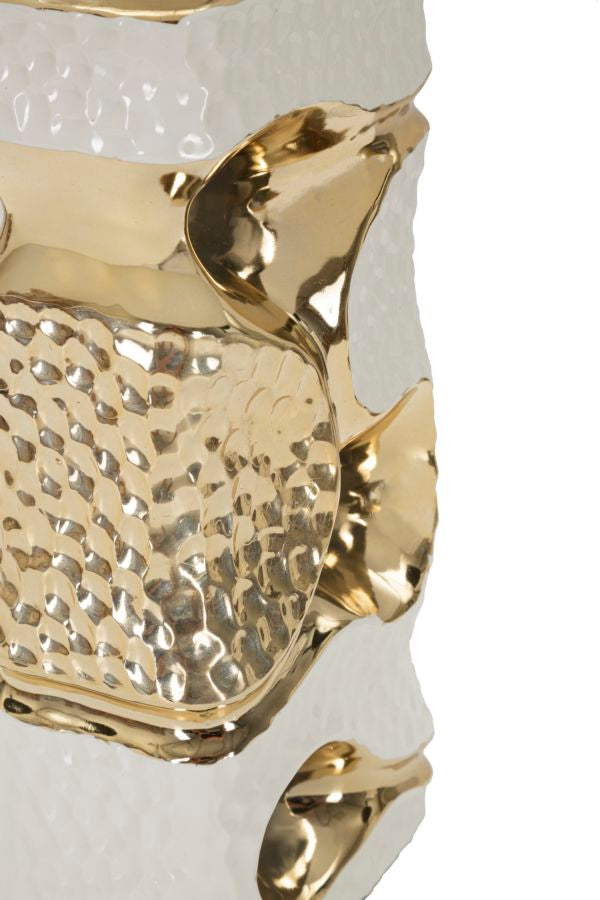 Lámpara de mesa blanca y dorada con pantalla de tela – Florida Collection