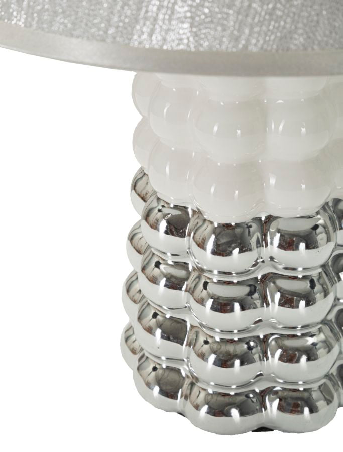 Lámpara de mesa de cerámica blanca con pantalla de tela – Lace contemporánea