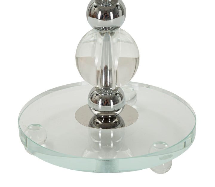 Lámpara de mesa de tela gris con base decorativa – Tolly Collection