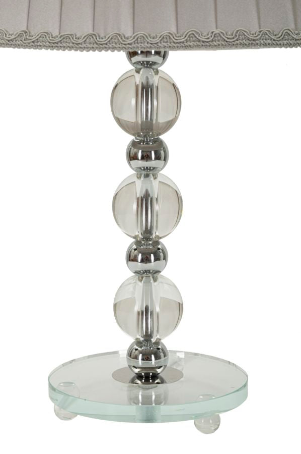 Lámpara de mesa de tela gris con base decorativa – Tolly Collection