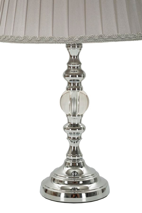 Lámpara de mesa de tela gris con base decorativa – Tilly Collection
