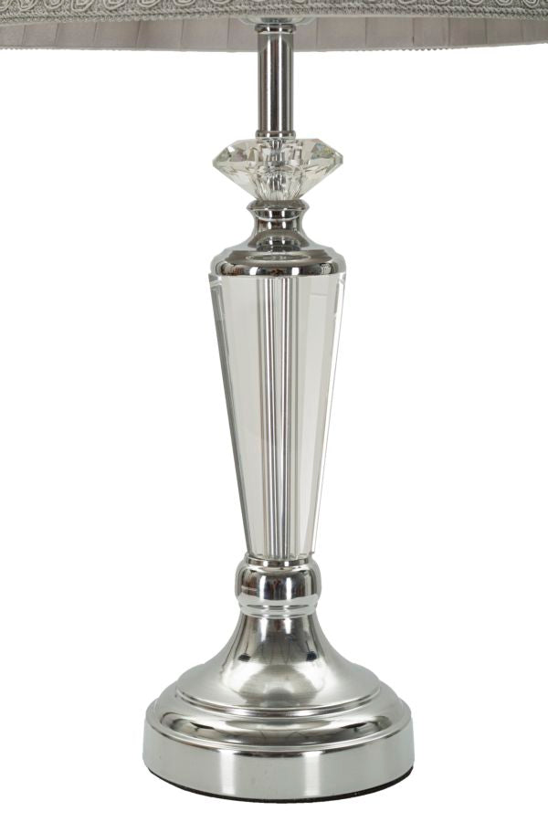 Lámpara de mesa plateada con pantalla de tela gris – Slivery Collection