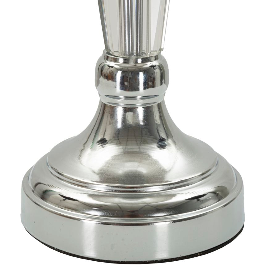 Lámpara de mesa plateada con pantalla de tela gris – Slivery Collection