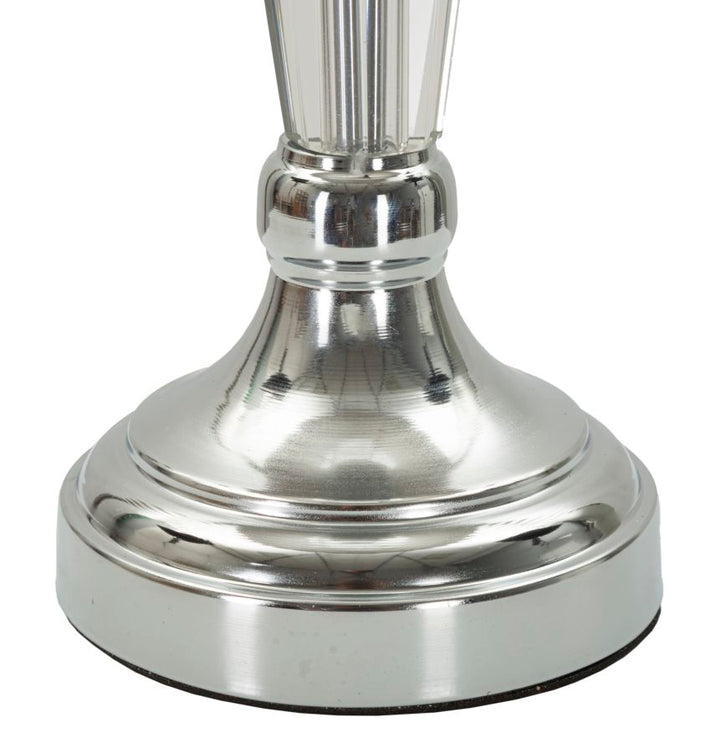 Lámpara de mesa plateada con pantalla de tela gris – Slivery Collection