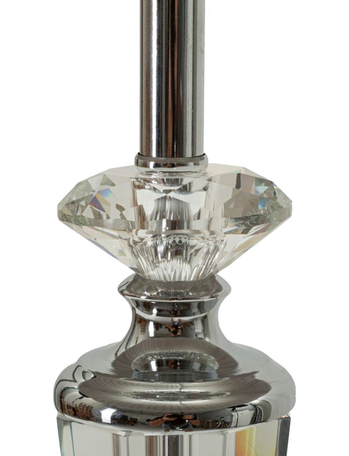 Lámpara de mesa plateada con pantalla de tela gris – Slivery Collection