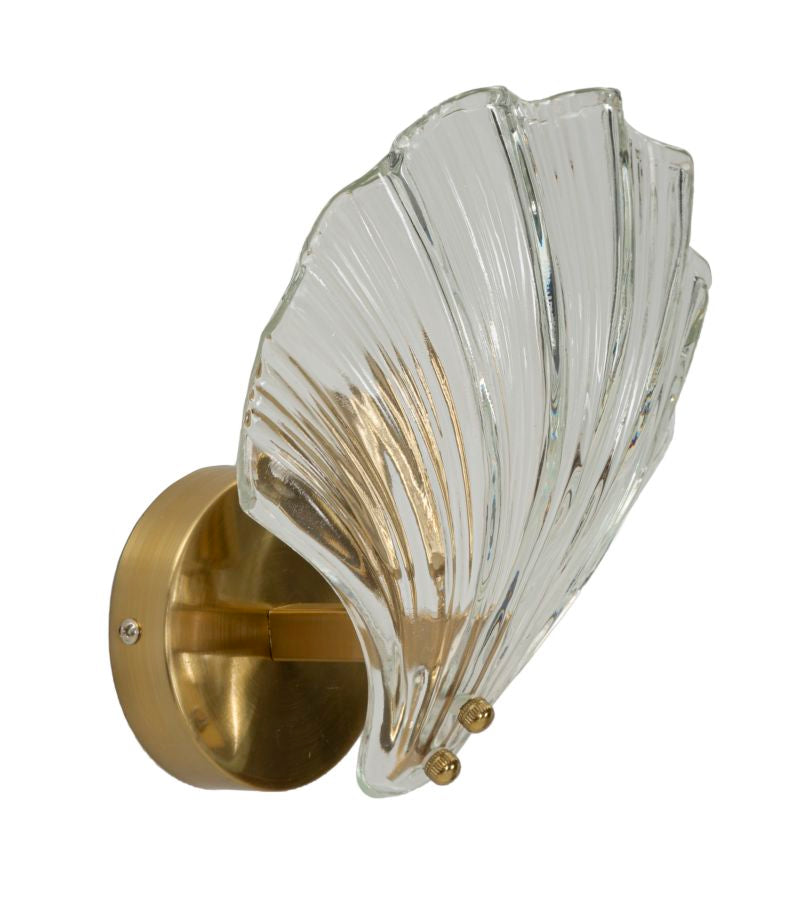 Aplique de pared dorado y blanco con diseño de concha – Muro estilo decorativo