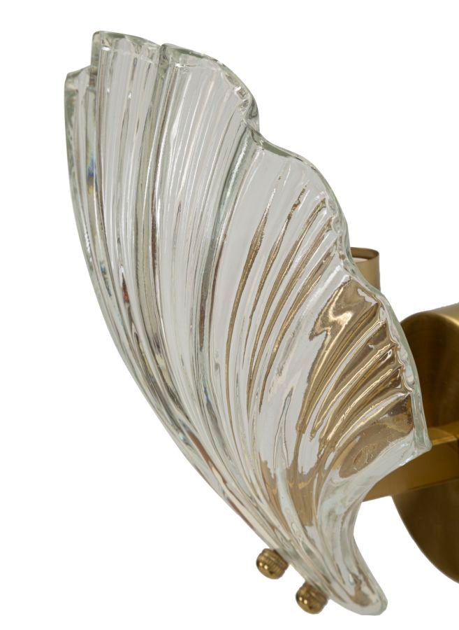 Aplique de pared dorado y blanco con diseño de concha – Muro estilo decorativo