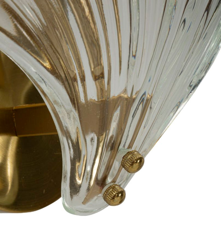 Aplique de pared dorado y blanco con diseño de concha – Muro estilo decorativo