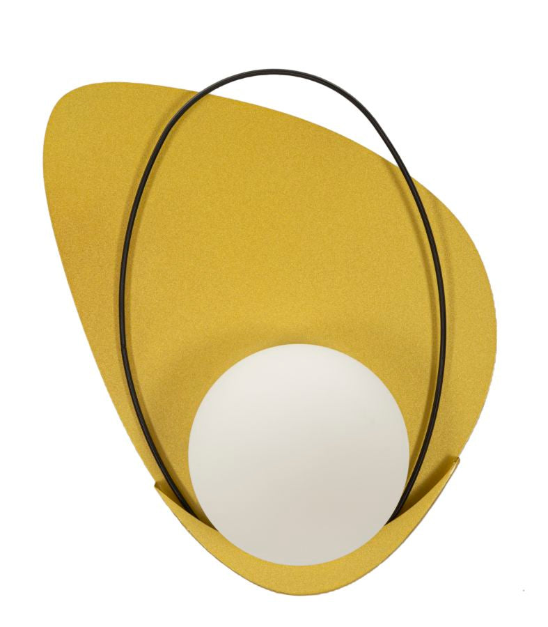 Aplique de pared dorado y blanco con forma curvada – Cirely diseño moderno