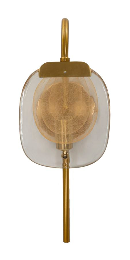 Aplique de pared dorado y marrón con pantalla redonda – Softy diseño moderno