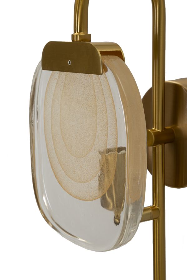 Aplique de pared dorado y marrón con pantalla redonda – Softy diseño moderno