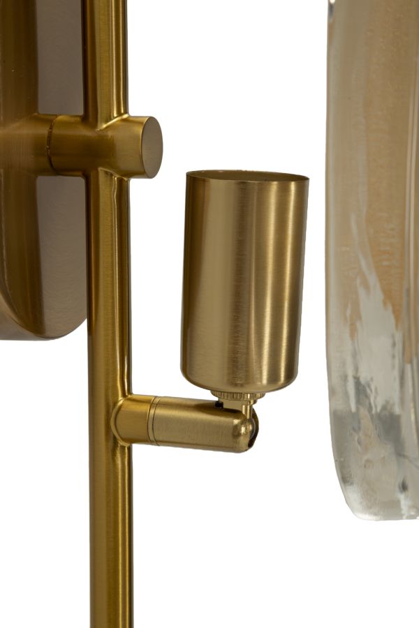 Aplique de pared dorado y marrón con pantalla redonda – Softy diseño moderno