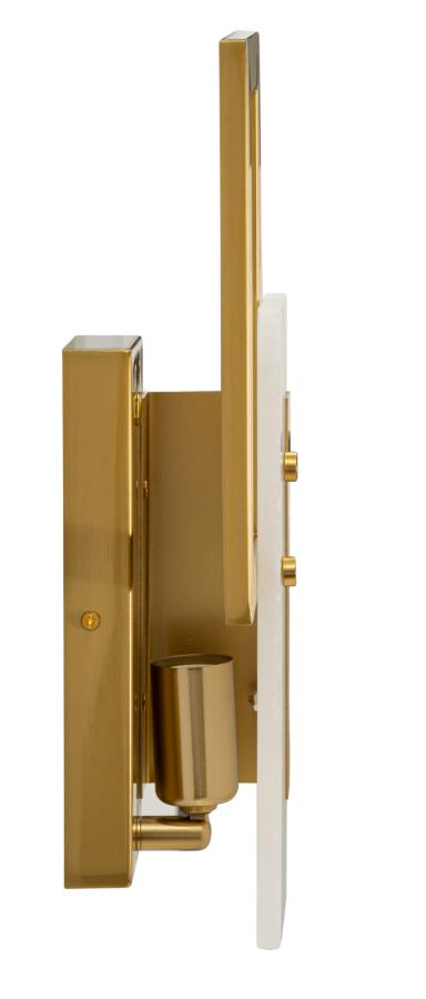 Aplique de pared rectangular dorado con pantalla blanca – Cube contemporáneo