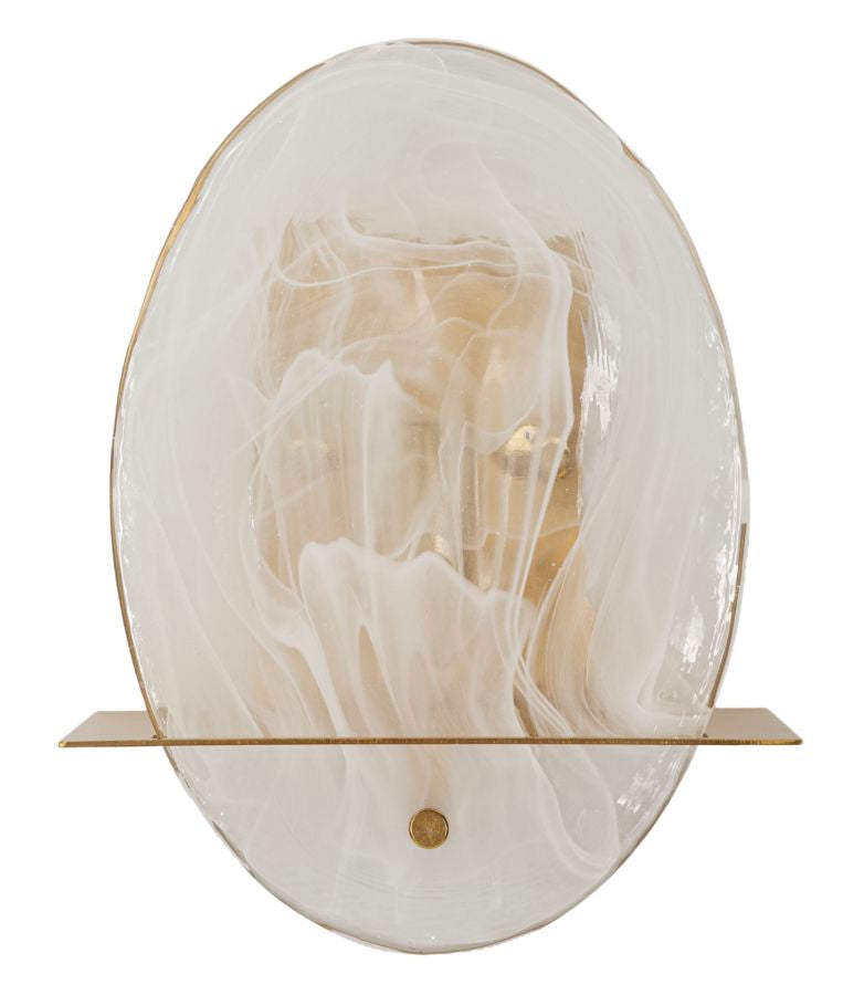 Aplique de pared dorado y blanco con pantalla ovalada – Portlan luz decorativa