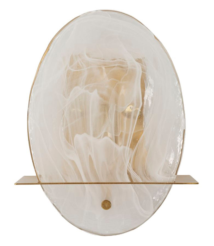 Aplique de pared dorado y blanco con pantalla ovalada – Portlan luz decorativa