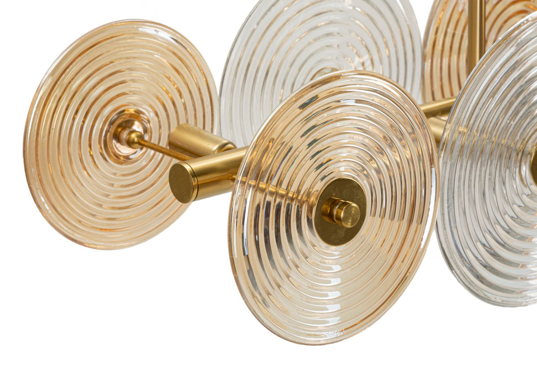 Lámpara de techo de oro y vidrio con múltiples pantallas – Venice Collection