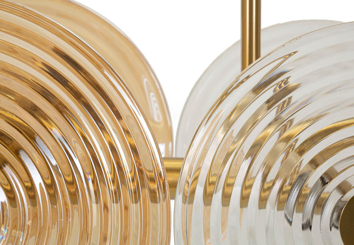 Lámpara de techo de oro y vidrio con múltiples pantallas – Venice Collection