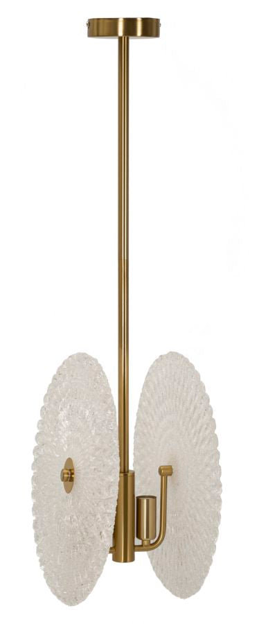 Lámpara de techo de oro y vidrio con discos blancos – Diseño moderno