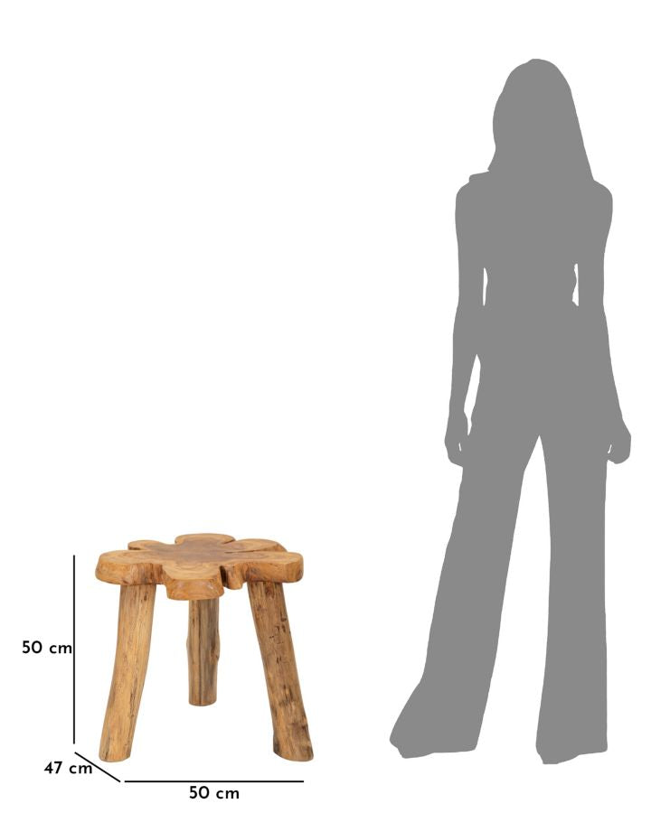 Mesa de centro redonda de teca – Bintang madera maciza