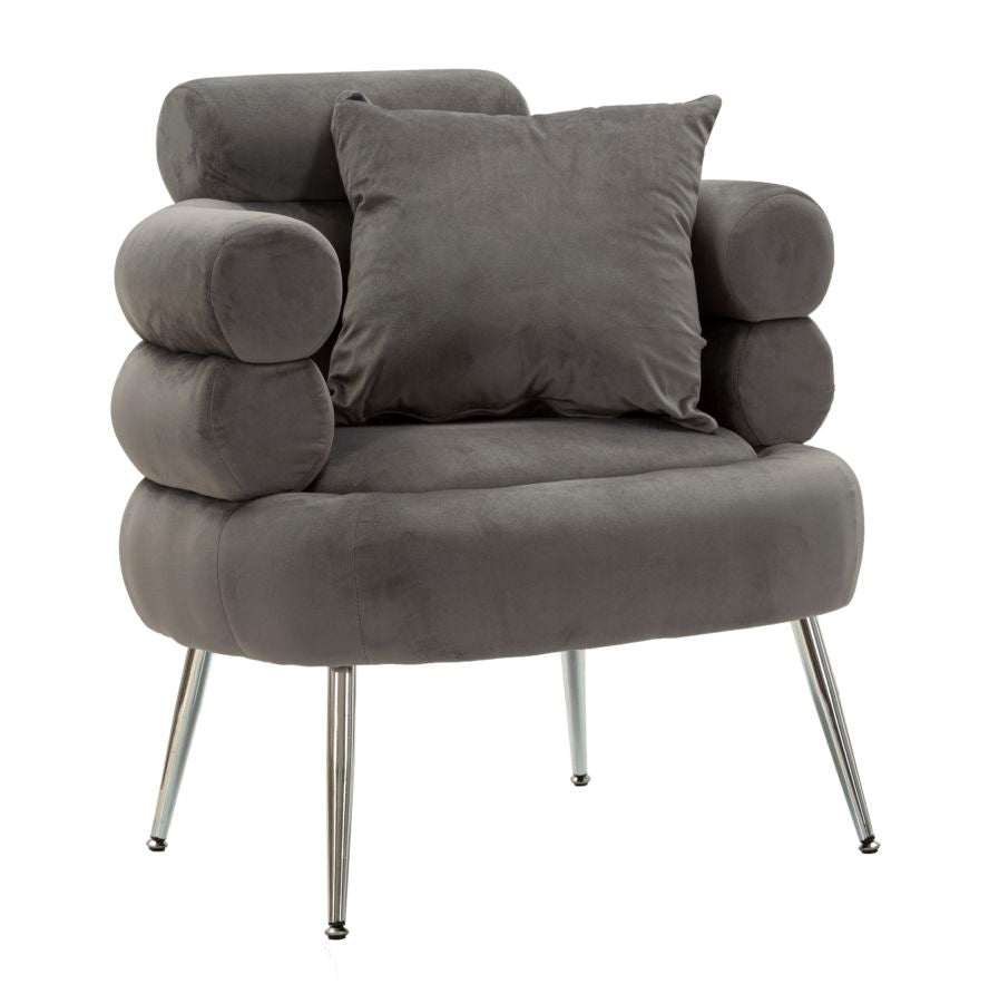 Sillón tapizado gris grafito con cojín – Silvery Plus sillón de acento