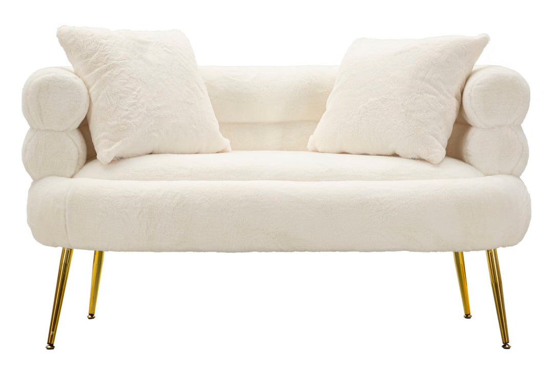 Sofá tapizado crema con cojines – Soffy Plus 2 plazas