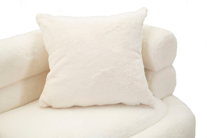 Sofá tapizado crema con cojines – Soffy Plus 2 plazas