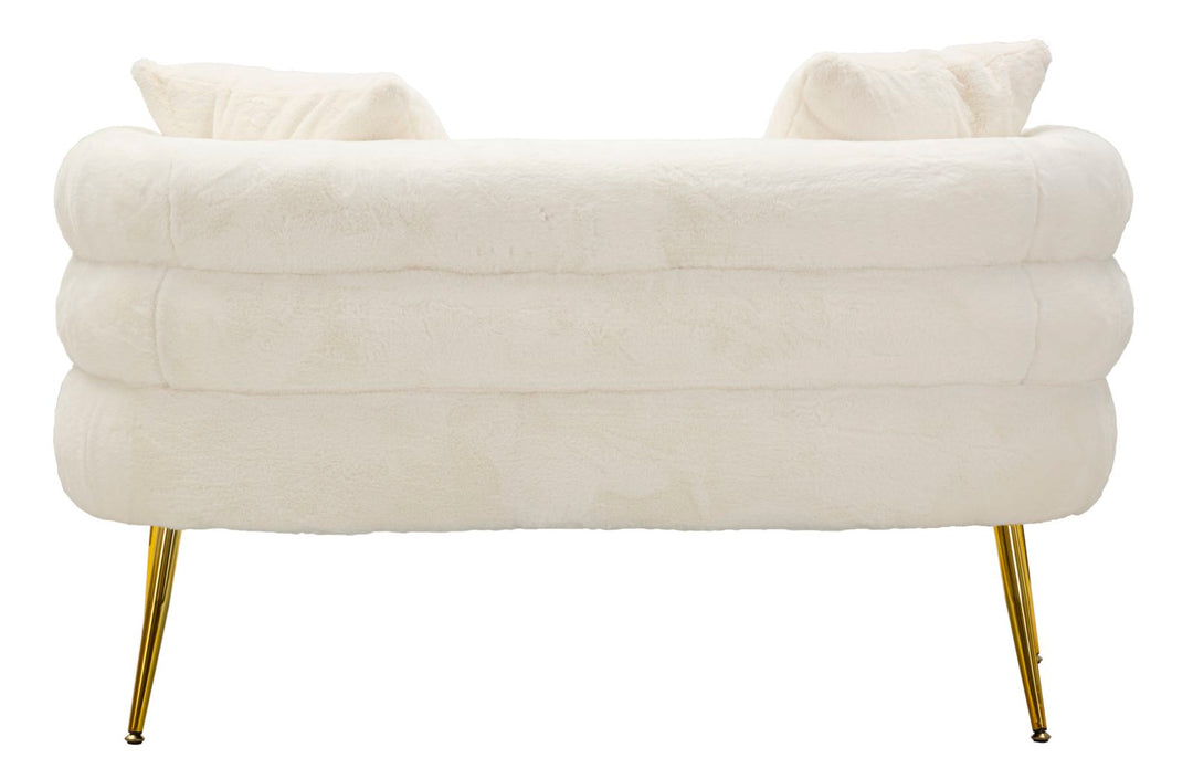 Sofá tapizado crema con cojines – Soffy Plus 2 plazas