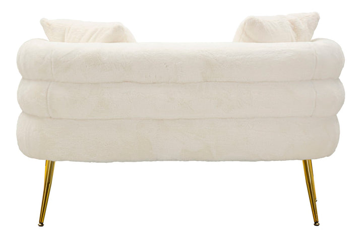 Sofá tapizado crema con cojines – Soffy Plus 2 plazas