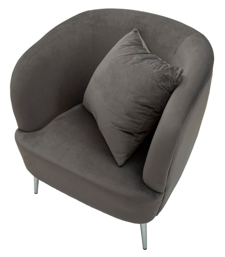 Sillón tapizado gris grafito con cojín – Silvery sillón de acento