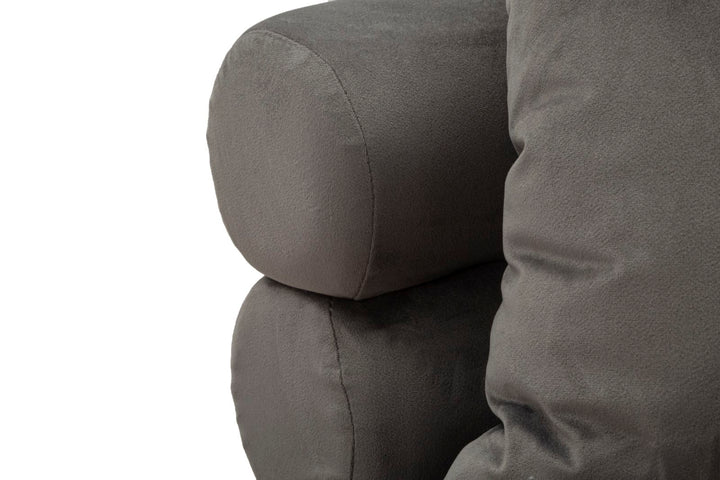 Sofá tapizado gris grafito con cojines – Silvery Plus 2 plazas