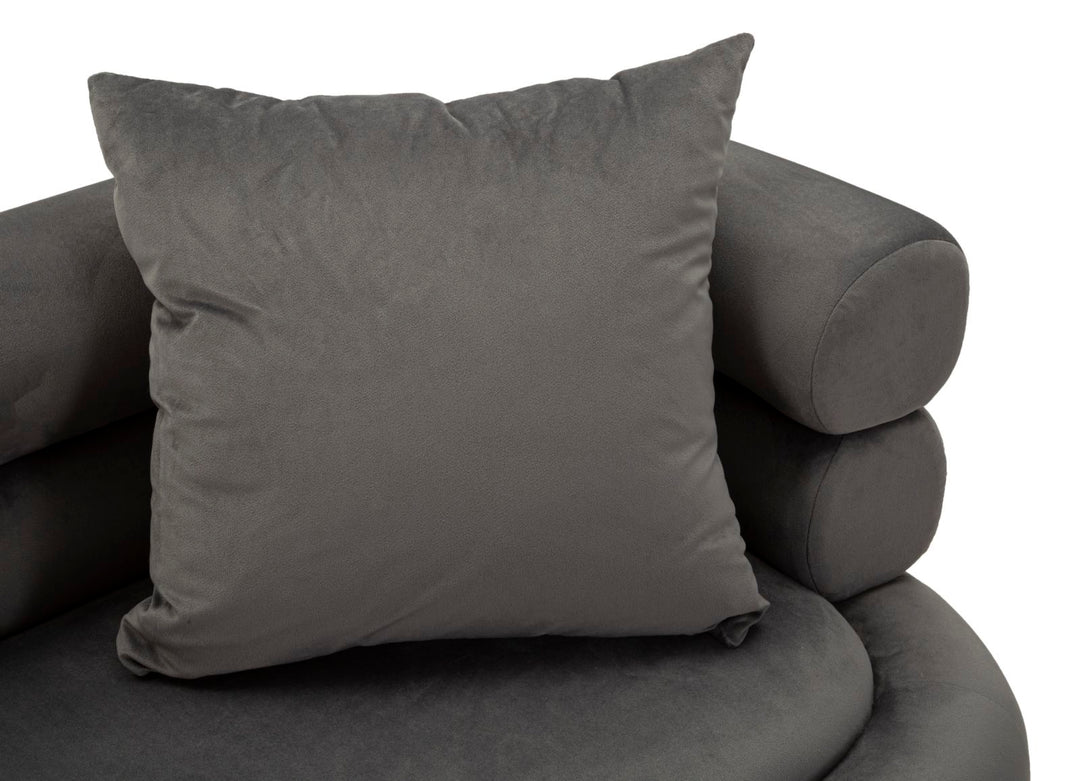 Sofá tapizado gris grafito con cojines – Silvery Plus 2 plazas